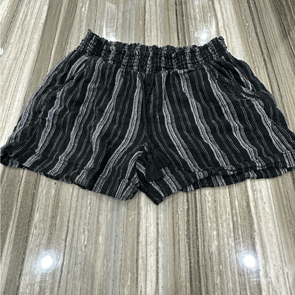 BRIGGS Black and White Striped Shorts